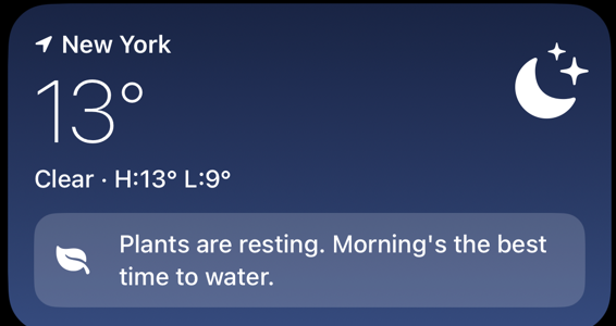 The weather card in un-cute mode