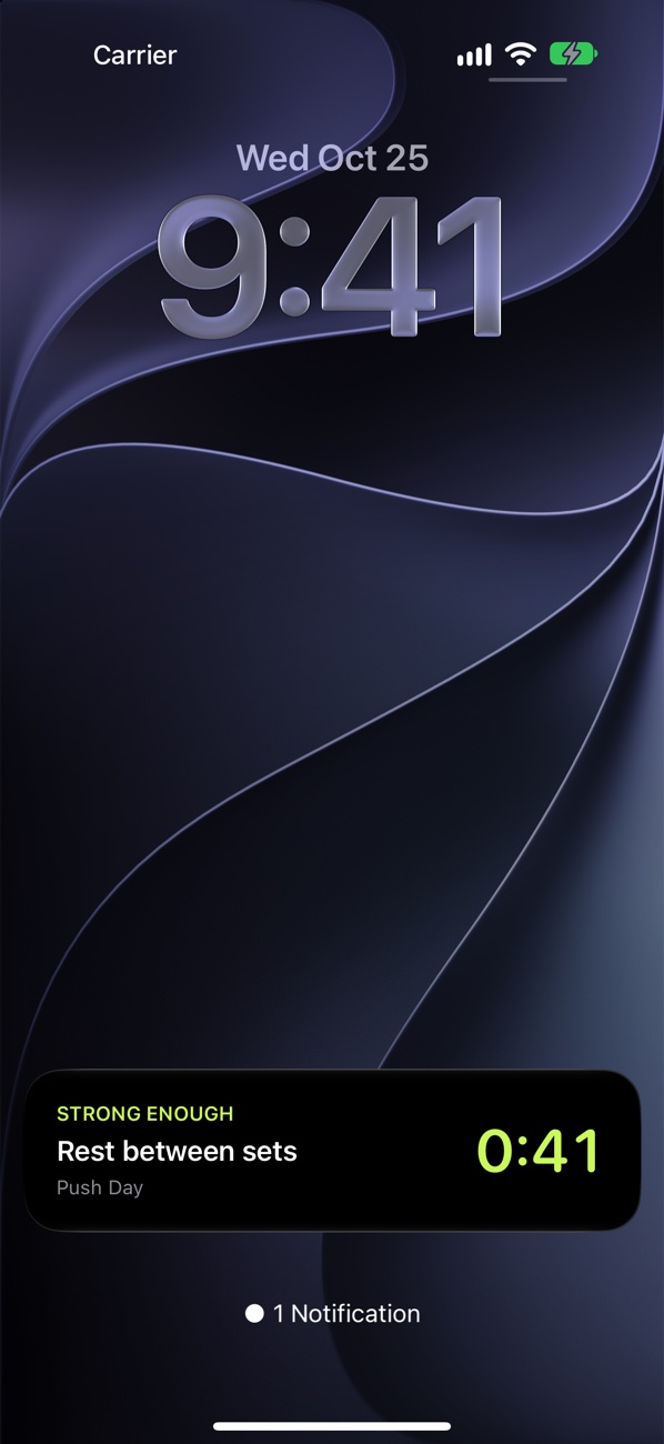 The rest countdown as a Live Activity on the Lock Screen